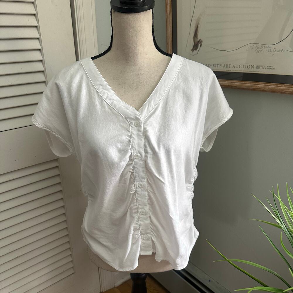 Cloth & Stone Top Womens Medium White Tencel Button Down Minimalist Casual